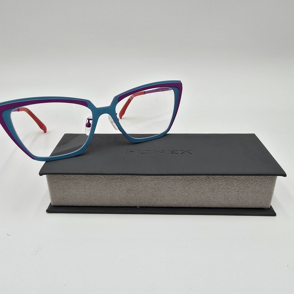 Fonex Titanium Cat Eye Eyeglasses Purple Blue Red Lightweight Frames Case